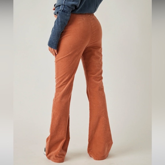 Free People Corduroy Jayde Flare Jeans - Orange - Picture 4 of 6